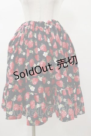 画像: Physical Drop / イチゴ柄サーキュラースカート Free ブラック H-26-01-17-050-LO-SK-NS-ZH