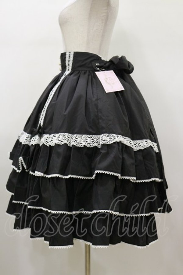 画像3: metamorphose / 【プラスサイズ】Dress up はしごレースハイウエストスカート プラスサイズ ブラック H-26-01-17-053-ME-SK-NS-ZH (3)