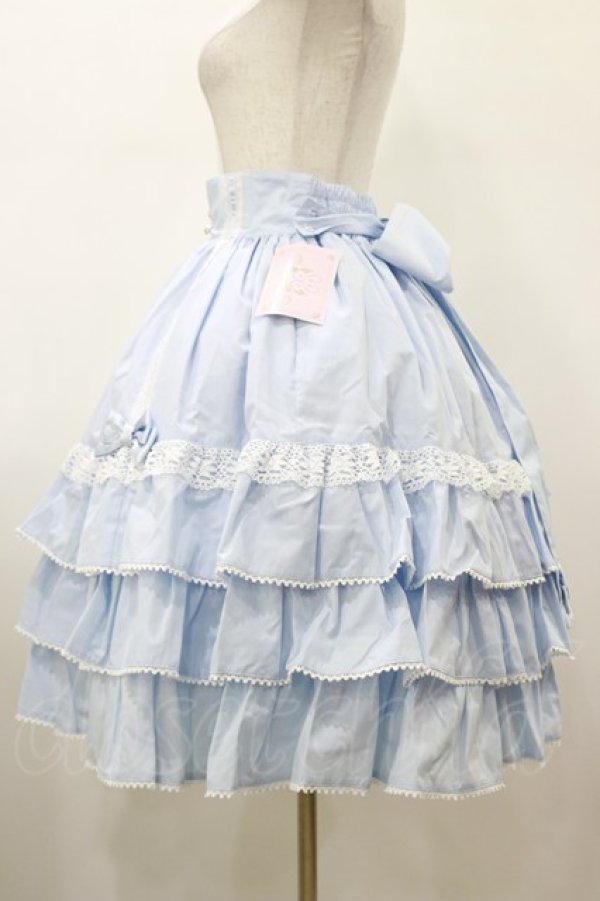 画像3: metamorphose / Dress up はしごレースハイウエストスカート サイズ1 サックス H-26-01-17-054-ME-SK-NS-ZH (3)