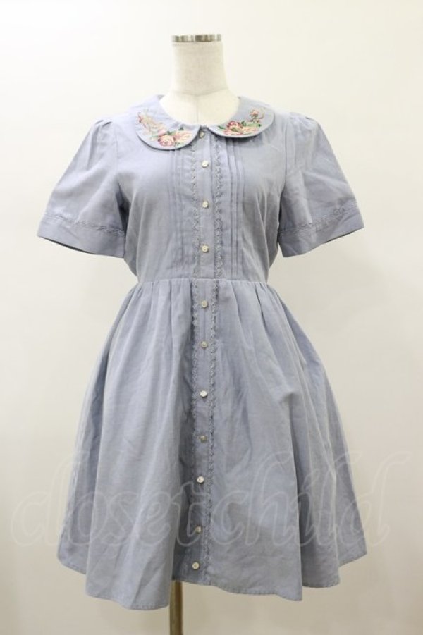 画像1: axes femme / 薔薇プリントワンピース M ブルー H-26-01-17-057-AX-OP-NS-ZH (1)