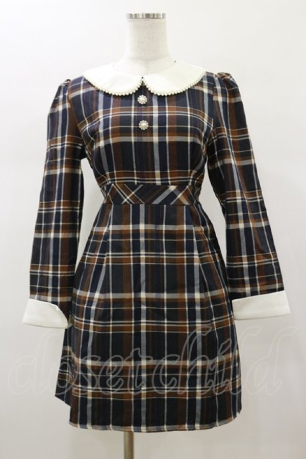 画像1: evelyn / チェックワンピース Free ネイビー H-26-01-17-058-LO-OP-NS-ZH (1)