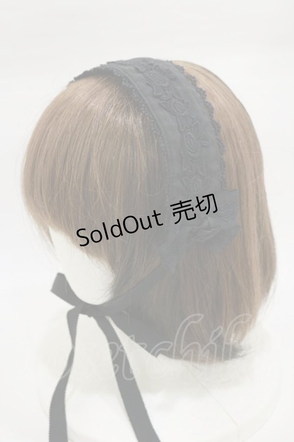 画像1: Innocent World / リボンレースヘッドドレス  ブラック H-26-01-17-007-IW-AC-NS-ZH (1)