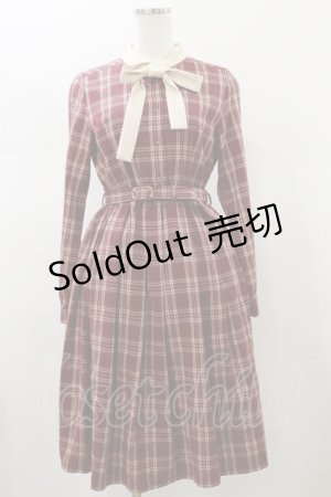 画像: Fi.n.t / クレリックボウタイチェックワンピース Free Bordeaux H-26-01-17-061-CA-OP-NS-ZH