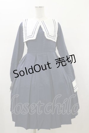 画像: FLC / 皆方由衣コラボ/襟付きプリーツワンピース L ネイビー H-26-01-17-062-LO-OP-NS-ZH