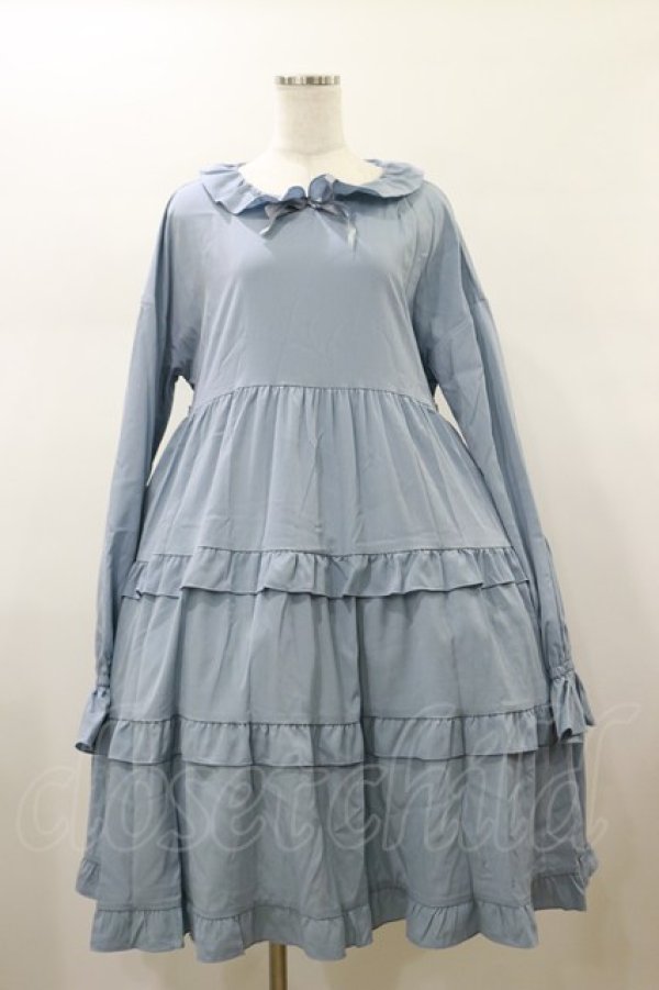 画像1: FLC / 皆方由衣コラボ/ティアードフリルワンピース L サックス H-26-01-17-063-LO-OP-NS-ZH (1)