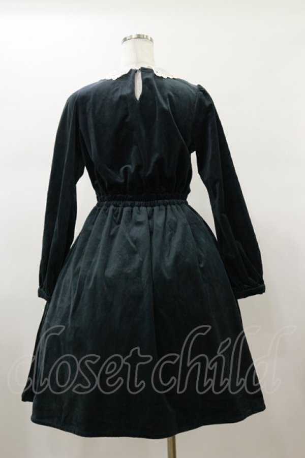 画像2: axes femme POETIQUE / レース襟ベロアワンピ M グリーン H-26-01-17-077-AX-OP-NS-ZH (2)