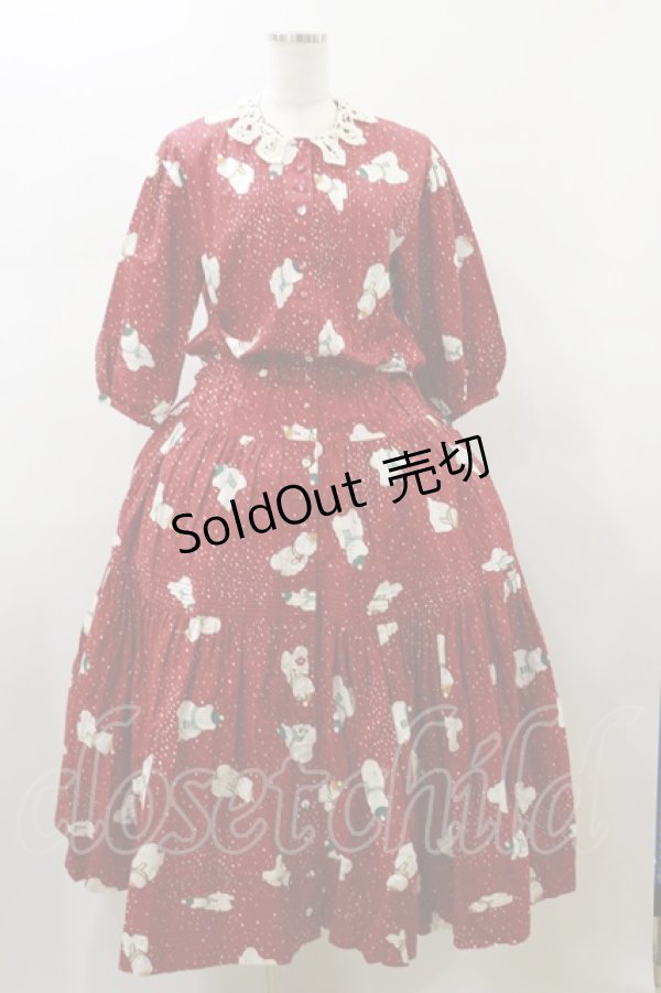 画像1: PINK HOUSE / しろくま柄ワンピース Free レッド H-26-01-17-079-LO-OP-NS-ZH (1)