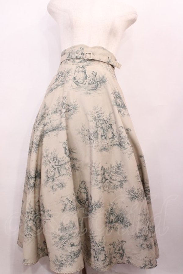 画像1: an another angelus / ベルト付きトワル柄フレアースカート Free GREEN H-26-01-17-1009-CA-SK-NS-ZH (1)