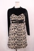 画像1: Bubbles / レオパード柄ワンピース Free ブラック/ベージュ H-26-01-17-1013-CA-OP-NS-ZH (1)