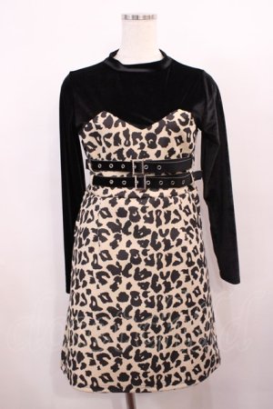 画像: Bubbles / レオパード柄ワンピース Free ブラック/ベージュ H-26-01-17-1013-CA-OP-NS-ZH