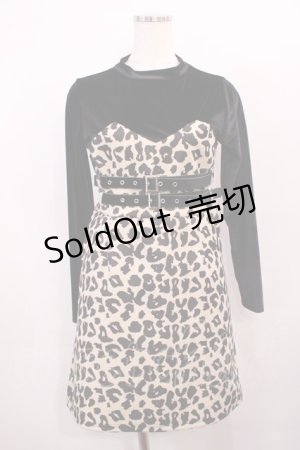 画像: Bubbles / レオパード柄ワンピース Free ブラック/ベージュ H-26-01-17-1013-CA-OP-NS-ZH