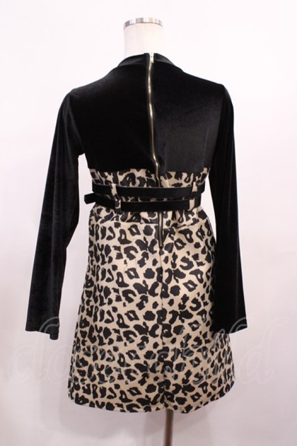 画像2: Bubbles / レオパード柄ワンピース Free ブラック/ベージュ H-26-01-17-1013-CA-OP-NS-ZH (2)
