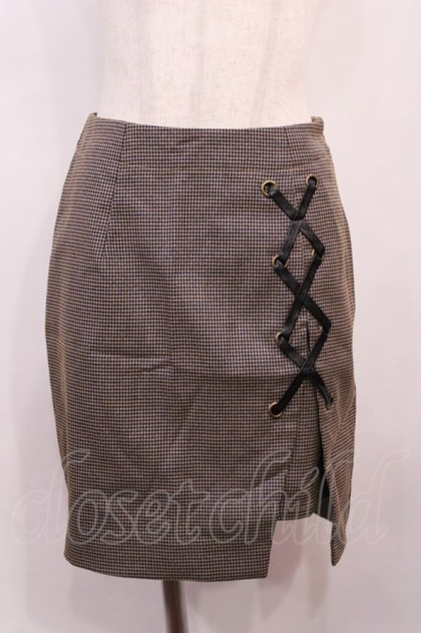 画像1: EATME / レースアップスカート S ブラウン H-26-01-17-1015-LO-SK-NS-ZH (1)