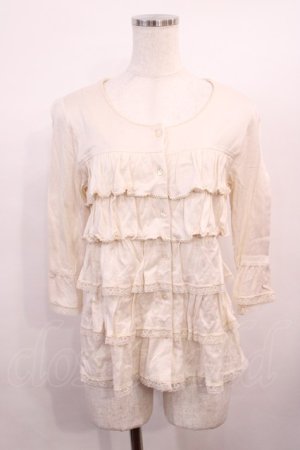 画像: PINK HOUSE / 段フリル七分袖カーディガン 3（M ） アイボリー H-26-01-17-1022-LO-TO-NS-ZH