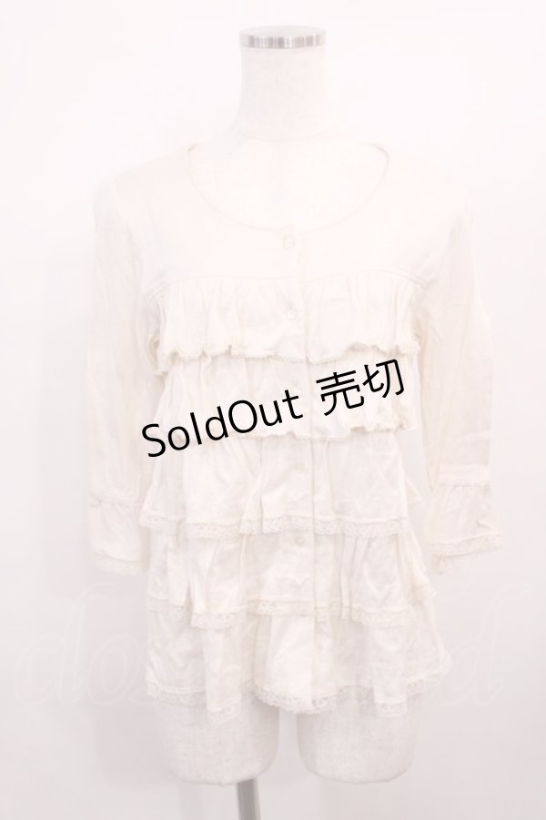 画像1: PINK HOUSE / 段フリル七分袖カーディガン 3（M ） アイボリー H-26-01-17-1022-LO-TO-NS-ZH (1)