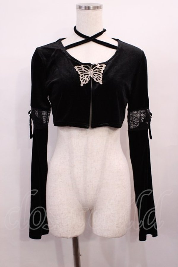 画像1: Jamie エーエヌケー / バタフライベロア M ブラック H-26-01-17-1023-LO-TO-NS-ZH (1)