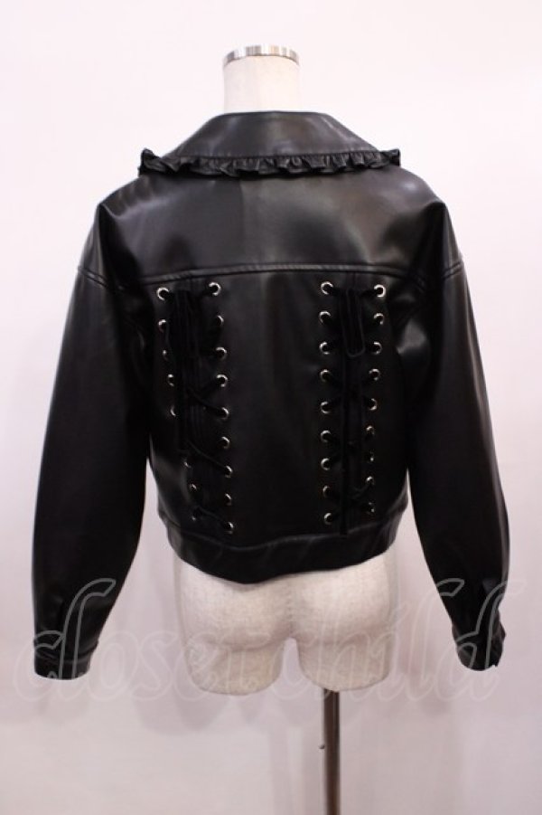 画像2: Ank Rouge / BACKスピンドル合皮ブルゾン M ブラック H-26-01-17-1027-CA-CO-NS-ZH (2)