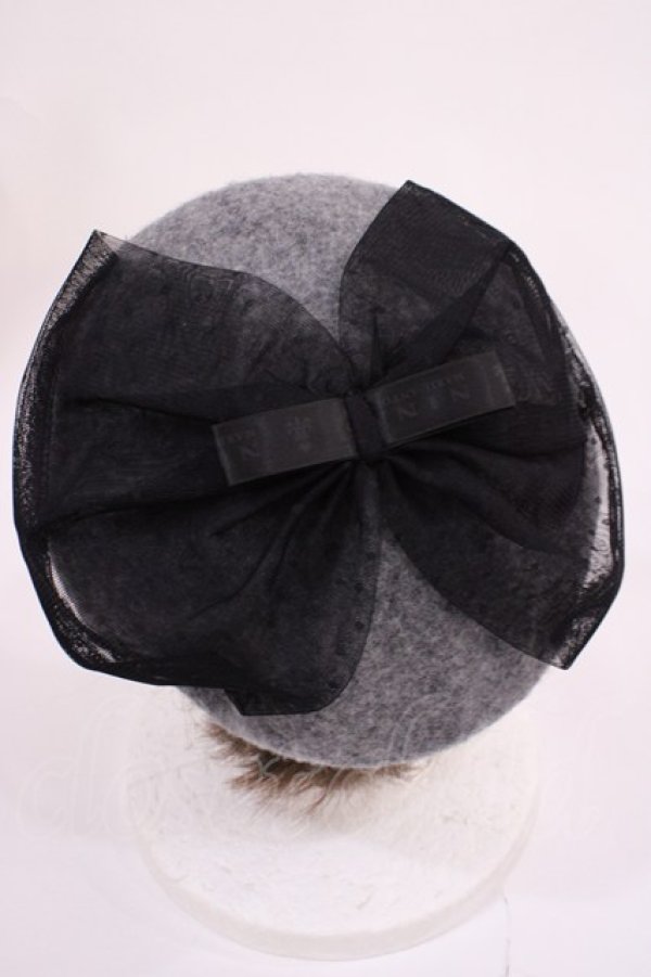 画像2: m petit by misako / NINA'S チュールリボンベレー帽  グレー H-26-01-17-1038-LO-AC-NS-ZH (2)