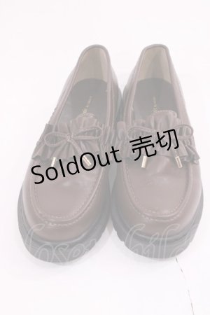 画像: m petit by misako / AMリボンフリルローファー L ブラウン H-26-01-17-1043-LO-SH-NS-ZH