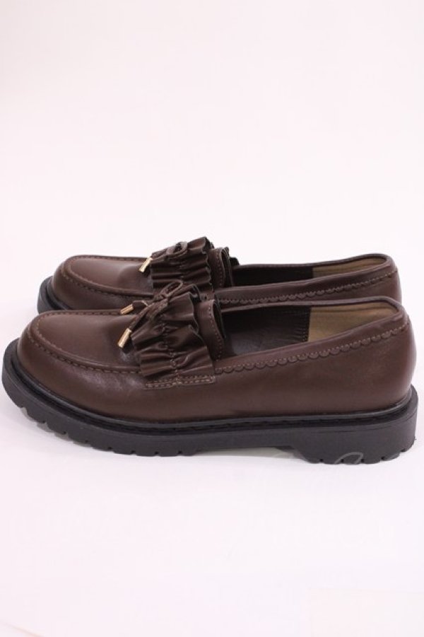 画像2: m petit by misako / AMリボンフリルローファー L ブラウン H-26-01-17-1043-LO-SH-NS-ZH (2)