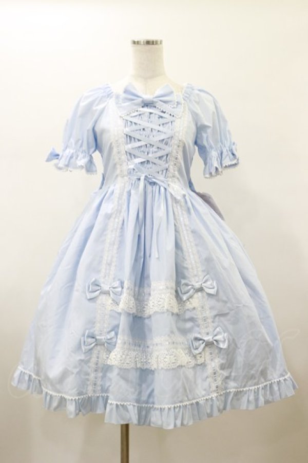 画像1: metamorphose / Dress up はしごレースリボンワンピース サイズ1 サックス H-26-01-17-081-ME-OP-NS-ZH (1)