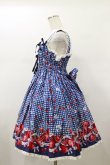 画像3: metamorphose / ギンガムチェリーシャーリングジャンパースカート Free ブルー H-26-01-17-082-ME-OP-NS-ZH (3)