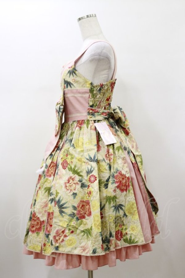 画像3: metamorphose / 花と扇の和柄タックジャンパースカート サイズ1 アイボリー/ピンク H-26-01-17-085-ME-OP-NS-ZH (3)