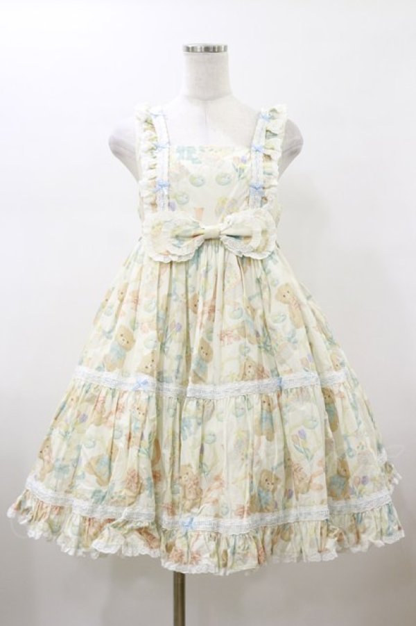 画像3: Dark Star Island（海外ロリータブランド） / リボンベアジャンパースカート M オフ H-26-01-17-088-LO-OP-NS-ZH (3)