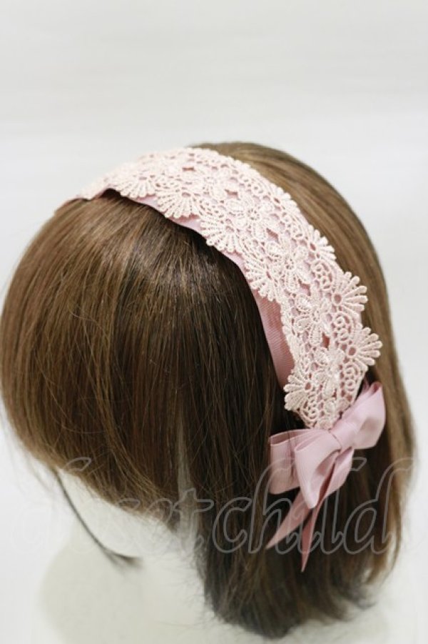 画像1: m petit by misako / TT*AMレースカチューシャ  ピンク H-26-01-17-011-LO-AC-NS-ZH (1)