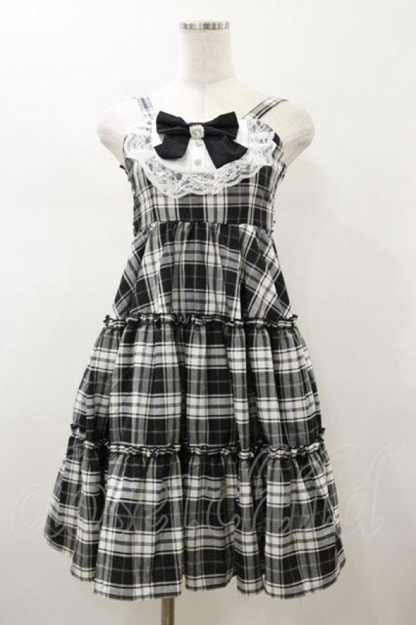 画像1: Lovely Tency / 眞白ありすコラボ/チェックジャンパースカート キッズサイズ150cm ブラック H-26-01-17-090-LO-OP-NS-ZH (1)