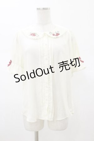 画像: axes femme Kawaii / ベリーズピクニック 半袖ブラウス M 生成り H-26-01-17-032-AX-BL-NS-ZH