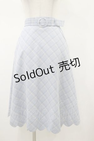 画像: Fi.n.t / 裾スカラップチェックフレアースカート Free L/BLUE H-26-01-17-042-CA-SK-NS-ZH