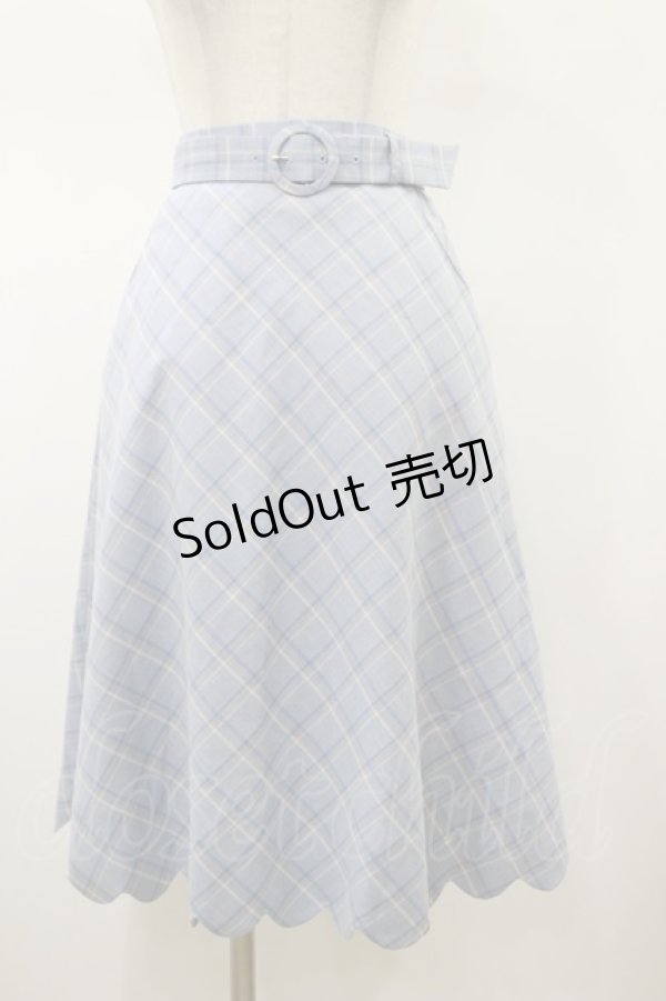 画像1: Fi.n.t / 裾スカラップチェックフレアースカート Free L/BLUE H-26-01-17-042-CA-SK-NS-ZH (1)