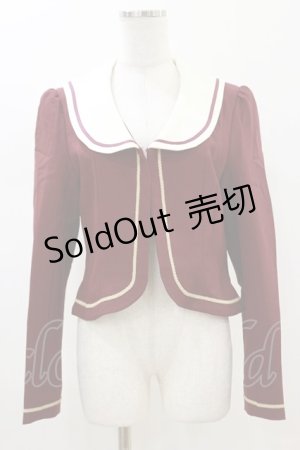 画像: Innocent World / セーラー刺繍ジャケット L ボルドー H-26-01-18-039-IW-JA-NS-ZH