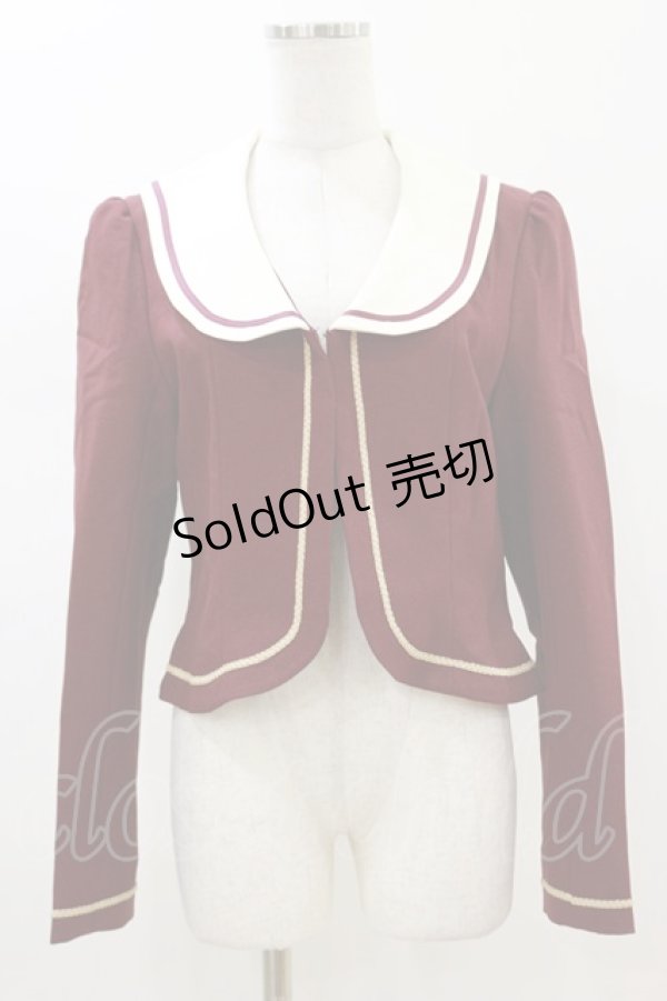 画像1: Innocent World / セーラー刺繍ジャケット L ボルドー H-26-01-18-039-IW-JA-NS-ZH (1)