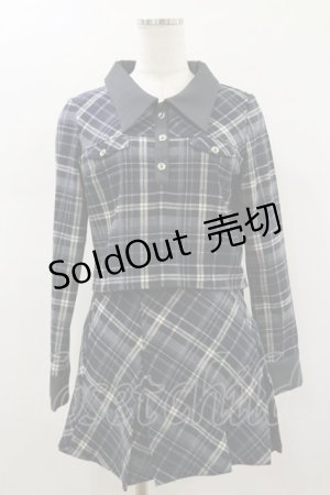 画像: REDYAZEL / バイアスチェックショートブラウス×プリーツミニスカートセットアップ S ブラック H-26-01-18-047-LO-OP-NS-ZH