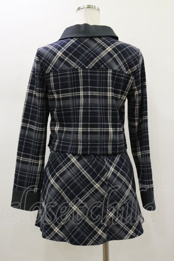 画像2: REDYAZEL / バイアスチェックショートブラウス×プリーツミニスカートセットアップ S ブラック H-26-01-18-047-LO-OP-NS-ZH (2)