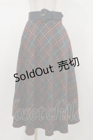画像: an another angelus / 太ベルト付きチェックフレアースカート Free GREEN H-26-01-18-049-CA-SK-NS-ZH