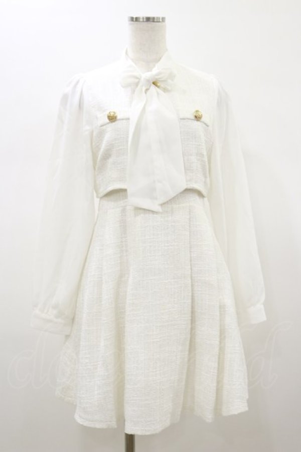 画像1: Ank Rouge / リボンタイツイードSET/UPワンピース M オフホワイト H-26-01-18-053-CA-OP-NS-ZH (1)
