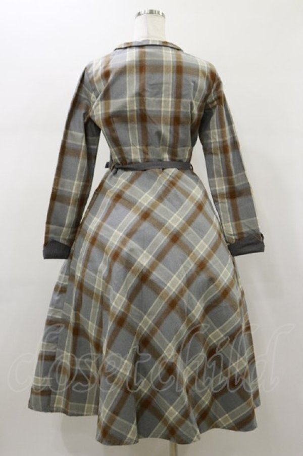 画像2: an another angelus / ダブルオープンカラーチェックワンピース Free GRAY H-26-01-18-055-CA-OP-NS-ZH (2)