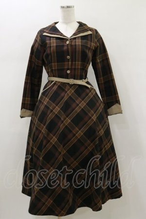 画像: an another angelus / ダブルオープンカラーチェックワンピース Free BROWN H-26-01-18-056-CA-OP-NS-ZH