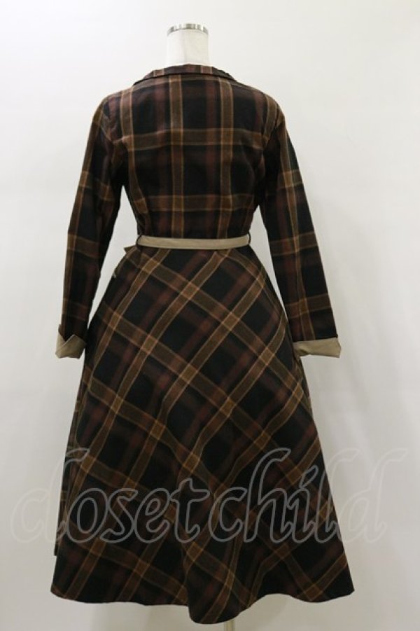 画像2: an another angelus / ダブルオープンカラーチェックワンピース Free BROWN H-26-01-18-056-CA-OP-NS-ZH (2)