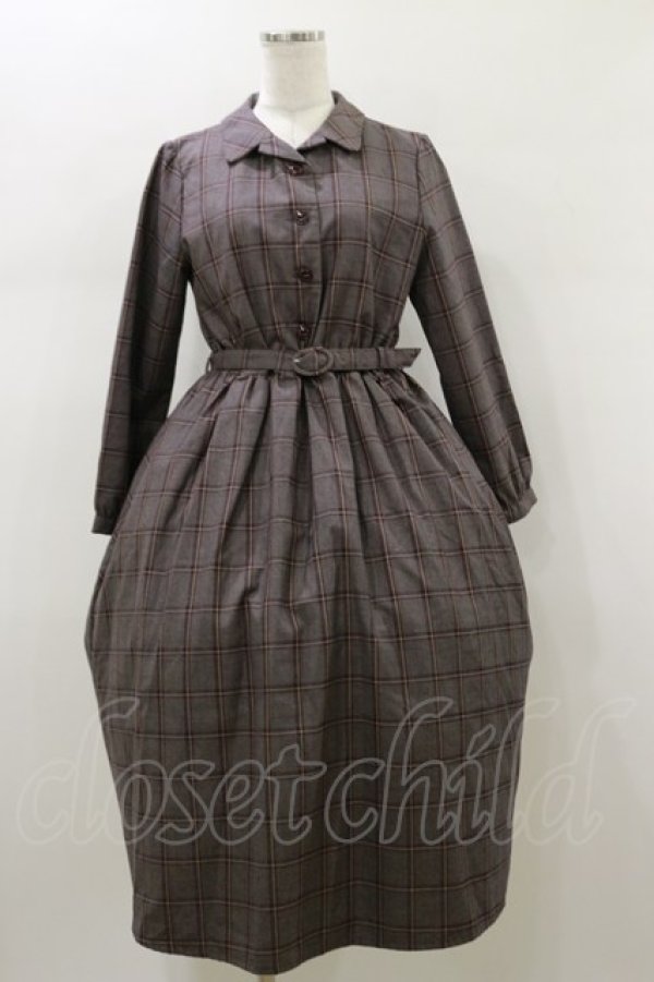 画像1: an another angelus / 開襟チェックワンピース Free BROWN H-26-01-18-057-CA-OP-NS-ZH (1)