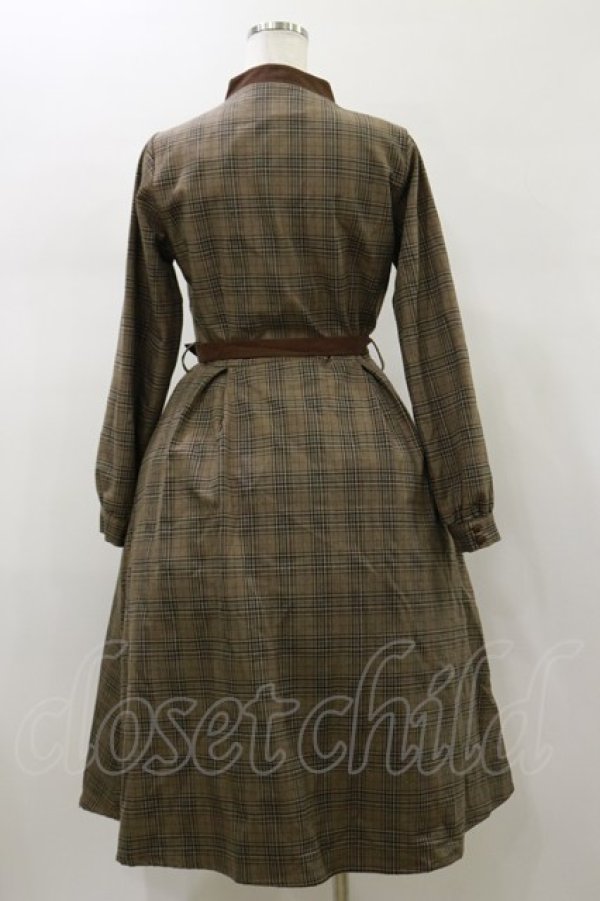 画像2: F&A / カメオ付きクロスボウタイチェックワンピース Free Brown H-26-01-18-058-LO-OP-NS-ZH (2)