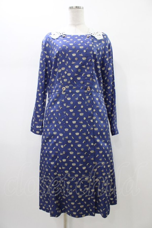 画像1: Jane Marple / Tumbling Diceのグースカラードレス - 紺 H-26-01-18-1024-JM-OP-KB-ZH (1)