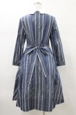 画像2: Jane Marple / Ribbon stripe jacquardのパプリックドレス  ブルーグレー H-26-01-18-1025-JM-OP-KB-ZH (2)
