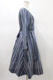 画像3: Jane Marple / Ribbon stripe jacquardのパプリックドレス  ブルーグレー H-26-01-18-1025-JM-OP-KB-ZH (3)