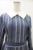 画像4: Jane Marple / Ribbon stripe jacquardのパプリックドレス  ブルーグレー H-26-01-18-1025-JM-OP-KB-ZH (4)