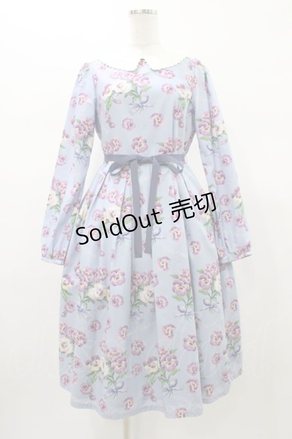 画像1: Emily Temple cute / Pansy ribbonワンピース M サックス H-26-01-18-1026-ET-OP-KB-ZH (1)