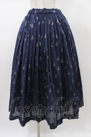 画像: Jane Marple Dans Le Salon / LA TOUR EIFFELタックスカート  ネイビー×ホワイトゴールド H-26-01-18-1031-JM-SK-KB-ZH